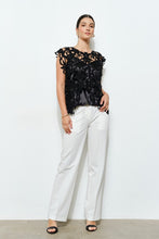 Load image into Gallery viewer, Pearl Rhinestone Embellished Lace Cutout Top