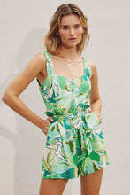 Load image into Gallery viewer, Regina Leafy Print Paperbag Romper