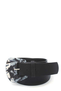 Classic faux leather belt with tortoise