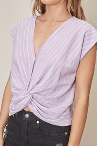 Striped Twisted Front Top