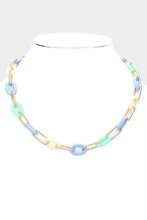 Load image into Gallery viewer, Oval Acetate Metal Link Necklace