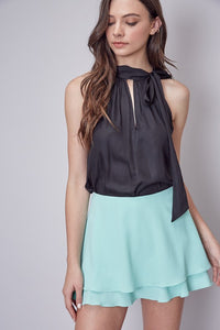 Black Tie Neck Halter Top