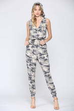 Load image into Gallery viewer, Hooded sleeveless camouflage jumpsuit