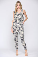 Load image into Gallery viewer, Hooded sleeveless camouflage jumpsuit