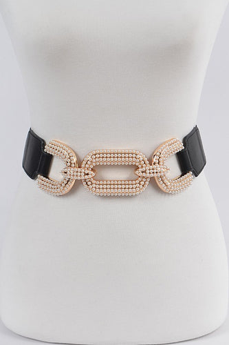 Metal W/Pearl Buckle Elastic Waist Belt