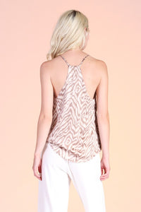 Iridescent Toyger Lurex Chiffon Cami Top-Taupe/Gold