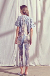 Tie-dye ankle-length overalls