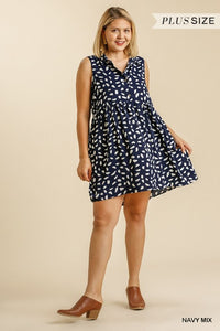 Dalmatian Sleeveless Button Down Collar Dress