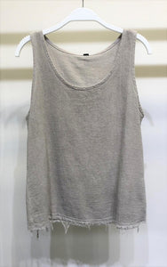 Rugged Hem Cotton Linen Gauze Tank Top