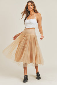 Dot Mesh Tulle Midi Skirt