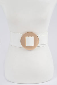 Faux Leather Wide Elastic Belt