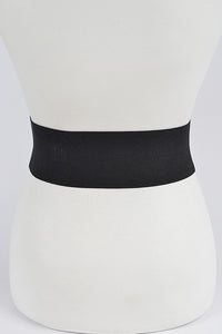 Faux Leather Wide Elastic Belt