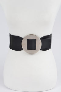 Faux Leather Wide Elastic Belt