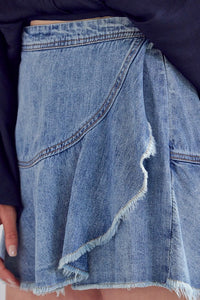 Wrap Detail Denim Skort