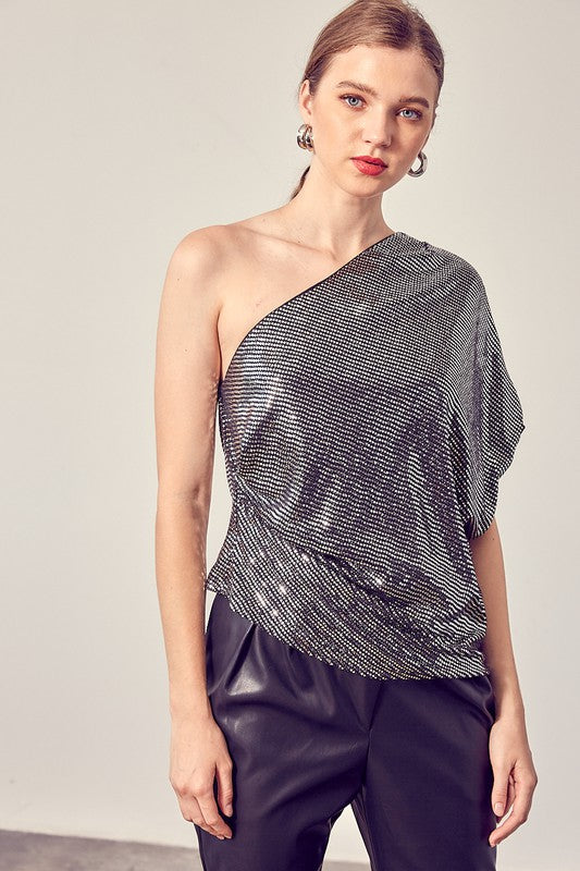 Sequins One Shoulder Top