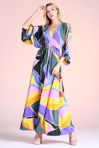 Metamorphosis Print Kimono Maxi Dress