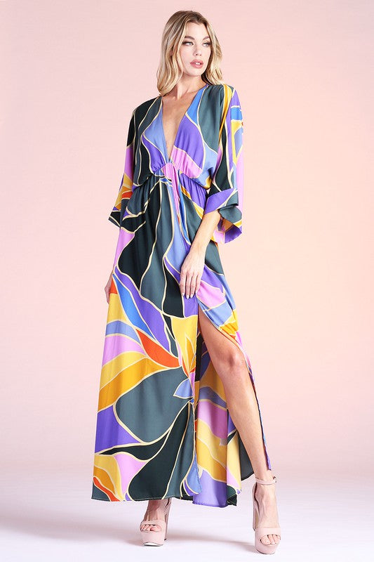 silk kimono maxi dress Baltic Born Womens Kia Kimono Maxi Dress | Vintage Plum