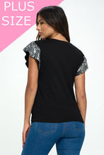 Load image into Gallery viewer, Silver- Black Sequins Sleeve Top