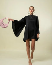 Load image into Gallery viewer, Mock Neck Long Bell Sleeve Wide Keyhole Dress