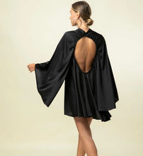 Load image into Gallery viewer, Mock Neck Long Bell Sleeve Wide Keyhole Dress