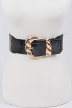 Load image into Gallery viewer, Orlena Faux Metallic Croc Stretch Belt