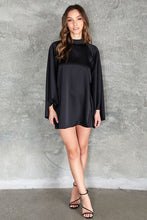 Load image into Gallery viewer, Mock Neck Long Bell Sleeve Wide Keyhole Dress