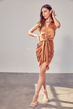 Load image into Gallery viewer, Cocoa Sleeve Front Tie Mini Dress