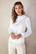 Load image into Gallery viewer, One Shoulder Elastic Cuff Silky Blouse