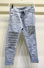 Load image into Gallery viewer, Double Sequin Stripe Knee Patched Crinkle Jogger