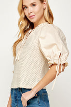 Load image into Gallery viewer, Crochet Top with Poplin Short Sleeve