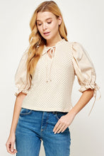 Load image into Gallery viewer, Crochet Top with Poplin Short Sleeve