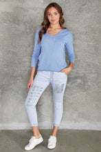 Load image into Gallery viewer, Double Sequin Stripe Knee Patched Crinkle Jogger