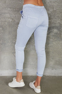 Double Sequin Stripe Knee Patched Crinkle Jogger