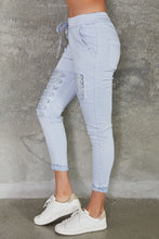 Load image into Gallery viewer, Double Sequin Stripe Knee Patched Crinkle Jogger