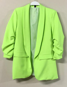 Neon Ruched Sleeve Blazer