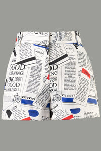 Magazine Letter Print Shorts