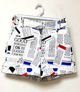 Magazine Letter Print Shorts