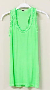 Neon Rib Tank Top With Sequin Contrast