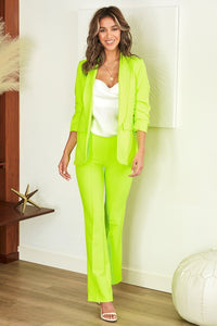 Neon Ruched Sleeve Blazer