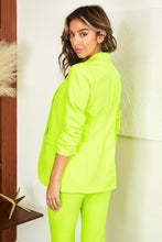 Load image into Gallery viewer, Neon Ruched Sleeve Blazer