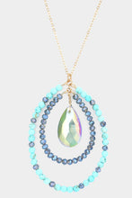 Load image into Gallery viewer, Pearl Faceted Beaded Teardrop Pendant Long Necklace