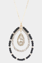 Load image into Gallery viewer, Pearl Faceted Beaded Teardrop Pendant Long Necklace