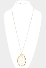 Load image into Gallery viewer, Pearl Faceted Beaded Teardrop Pendant Long Necklace