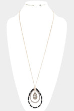 Load image into Gallery viewer, Pearl Faceted Beaded Teardrop Pendant Long Necklace