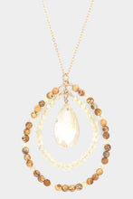 Load image into Gallery viewer, Pearl Faceted Beaded Teardrop Pendant Long Necklace