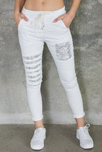 Load image into Gallery viewer, Indiana double sequin stripe knee patched crinkle jogger