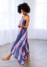 Load image into Gallery viewer, Sheer Tie Dye Stripe Scarf Maxi Dress Cover Up-Purple