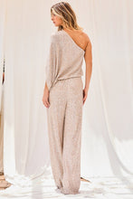 Load image into Gallery viewer, One Shoulder Elastic Waist Sequin Jumpsuit