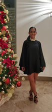 Load image into Gallery viewer, Mock Neck Long Bell Sleeve Wide Keyhole Dress