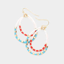 Load image into Gallery viewer, Metal Cube Tiny Beaded Double Teardrop Dangle Earrings